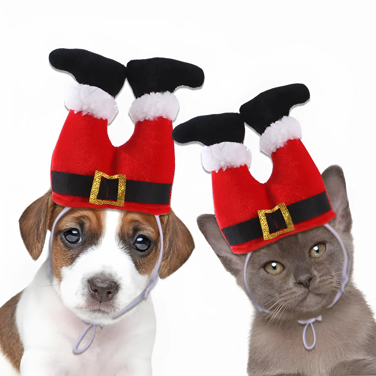 Red polyester Christmas pet hat for small dogs and cats, one size, 20 x 17 x 5cm