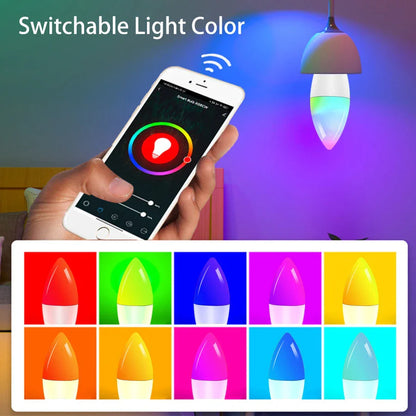 Dimmable RGB LED smart light bulb with voice control and 16 million colour options for home decor