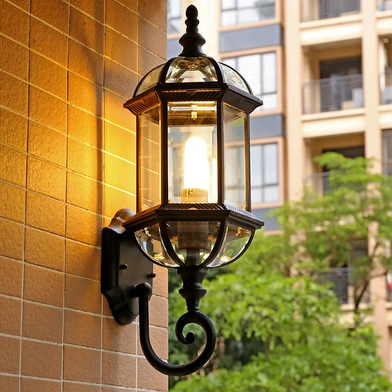 Gold and black outdoor waterproof aluminium wall lamp for courtyard and store decoration