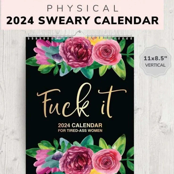 2024 Wall Calendar for Busy, Tired-Ass Women with Coil Binding, Monthly and Weekly Layouts, Meal Planner, and Humor-Filled Content