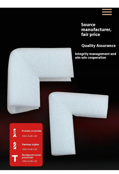 EPE pearl cotton foam corner protectors showing slot design for furniture and door edge protection