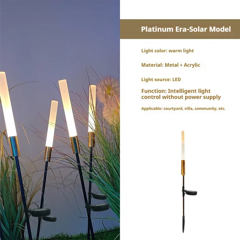 Solar or power outdoor LED lawn lamp in 650mm to 1400mm sizes with acrylic hardware and wheat lamp option