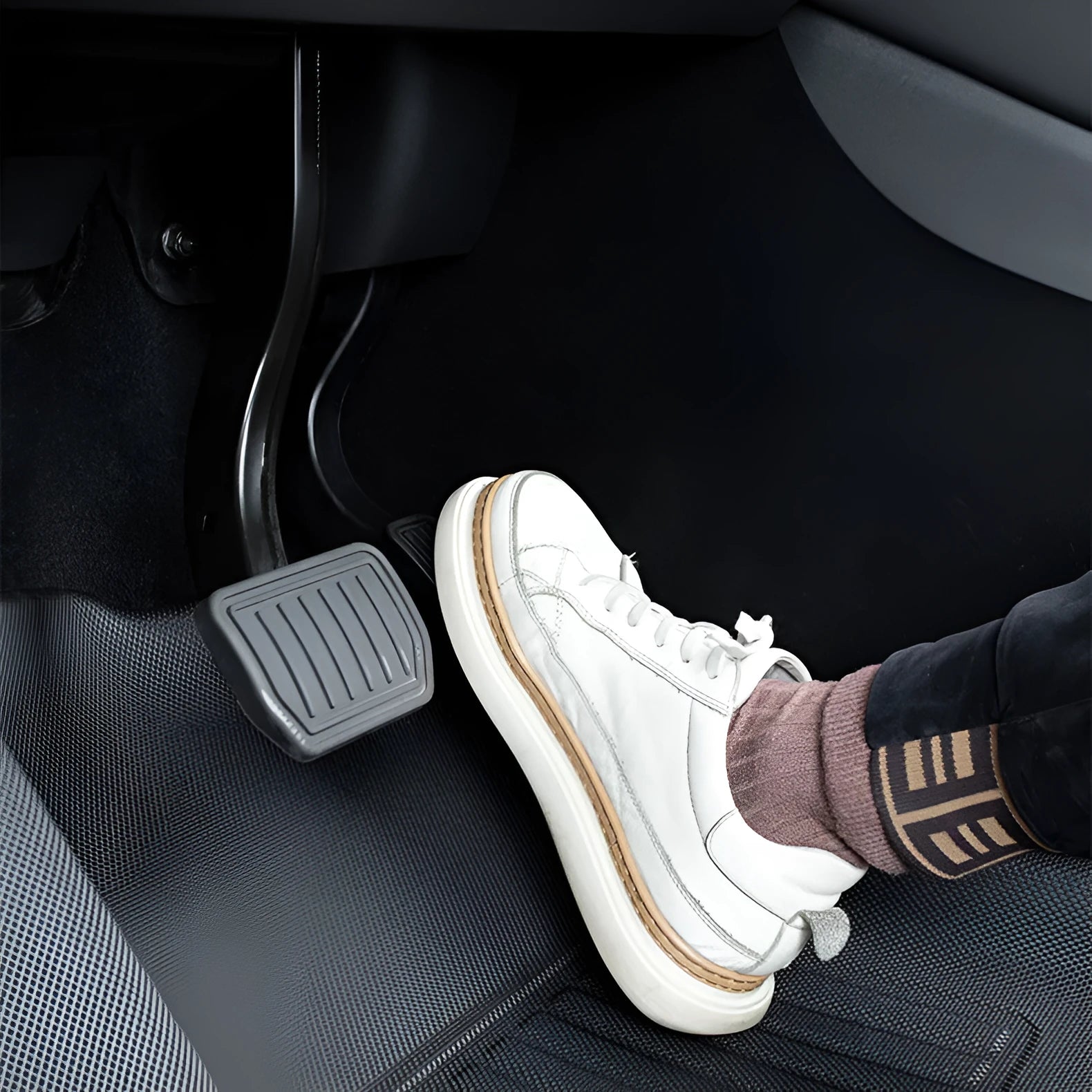 TPR floor mat set for Tesla Model Y showing foot mats, storage box mat, and tailbox mats