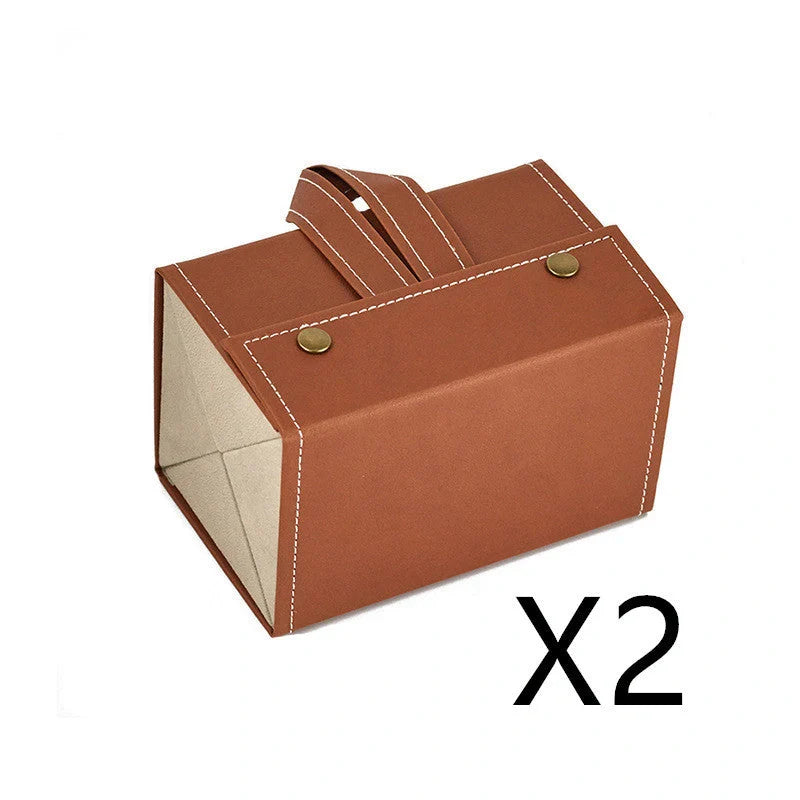 Foldable PU leather sunglasses and eyeglasses travel organiser case in black and brown