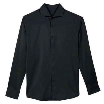 Man wearing a black Korean-style loose long sleeve shirt, a Japanese retro cardigan.