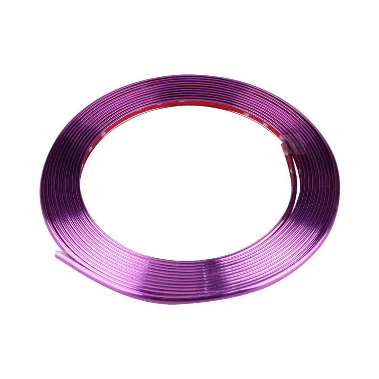 Electroplated purple wheel hub trim sticker roll measuring 10 cm wide
