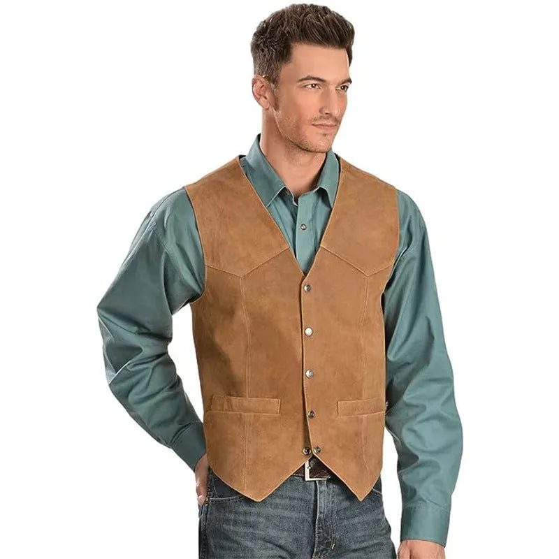 Men's single-breasted slim fit vest in acetate blend, round hem, size stick pocket, available in black brown light brown gray