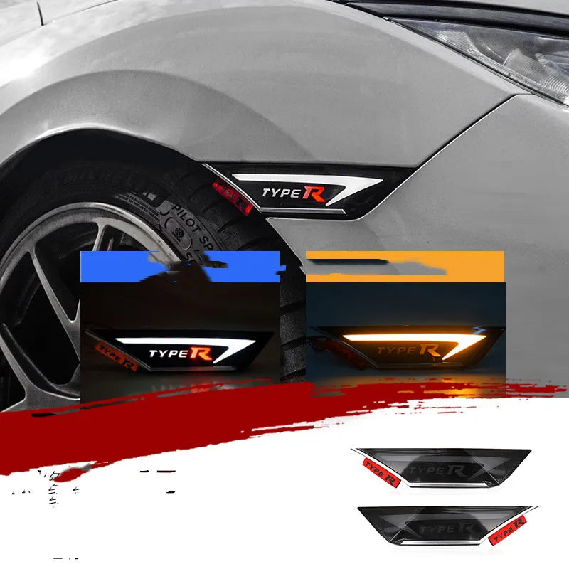 TYPER side turn signal fender streamer for tenth generation Civic, 2-pack, ABS plastic, TypeR red smoked black yellow
