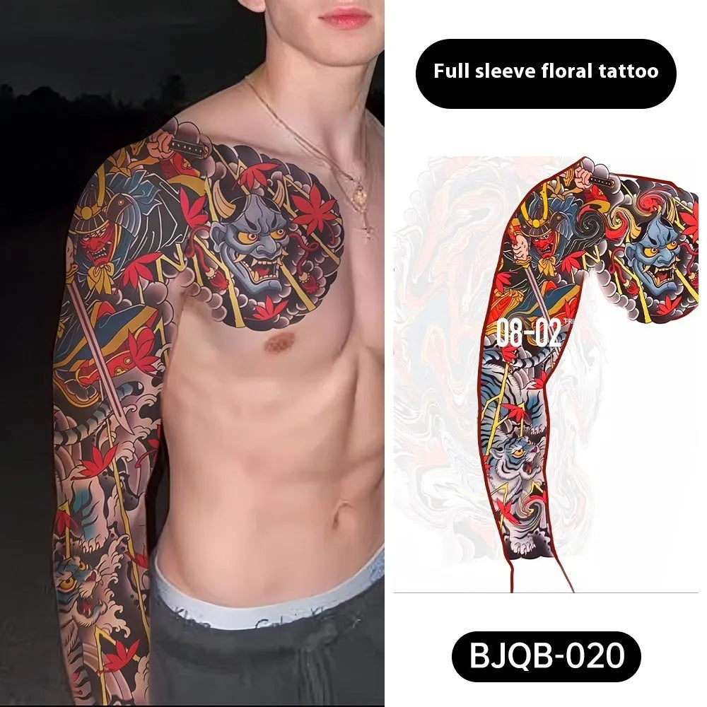Retro traditional simulation flower arm body sticker sheet, 520mm x 370mm, transfer printing, BJQB pattern options