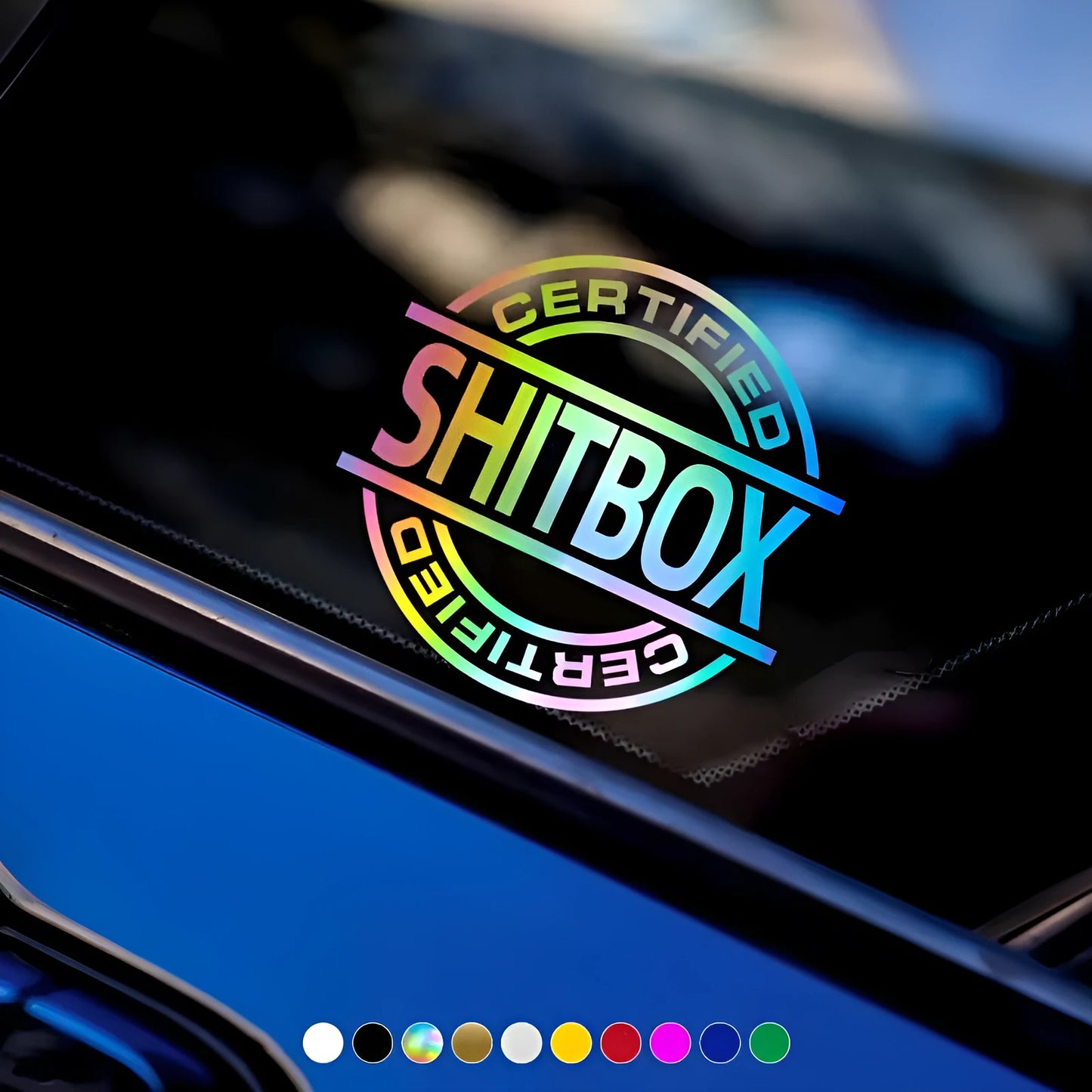 13 by 12 cm creative vinyl car body sticker shown in multiple colour options including black, silver, and red.
