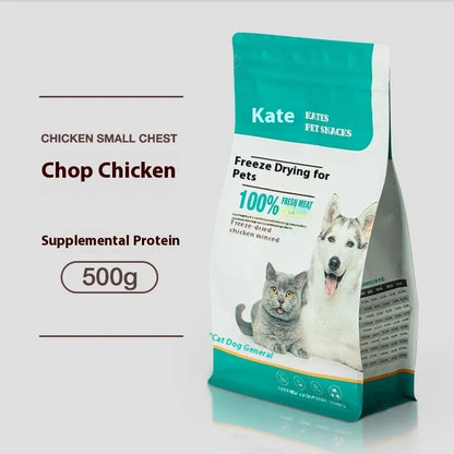 500g chicken freeze-dried cat snack in resealable bag or barrel packaging options