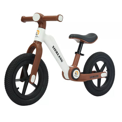 Foldable kids balance bike in grass green, light brown, or pink purple