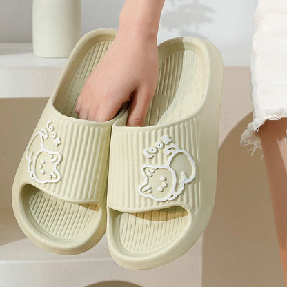 Women's cat design slippers with non-slip EVA sole in various colours
