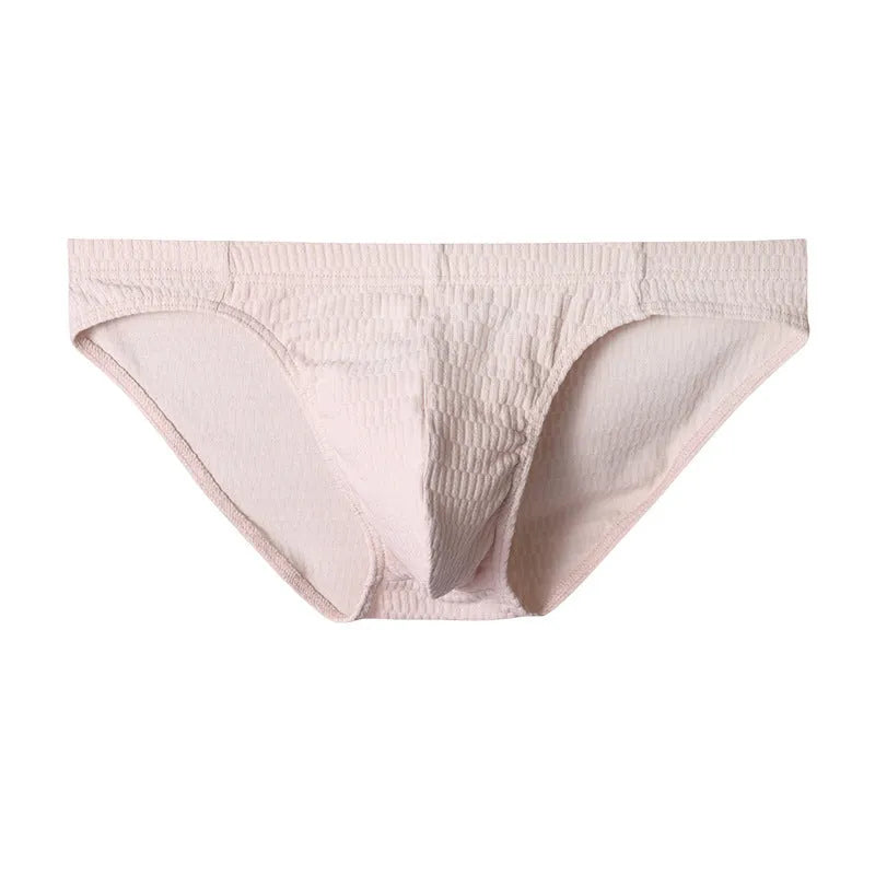 Men's solid colour pure cotton triangle underwear briefs on a mid-waist fit model