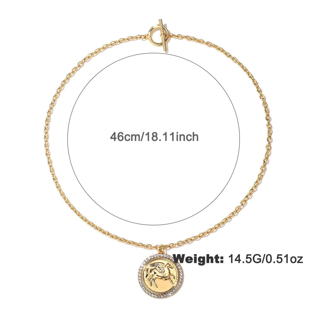 Exquisite Pegasus coin necklace and earrings set in an antique-inspired design, showcasing intricate relief carvings of the mythical winged horse from ancient Greek legend.