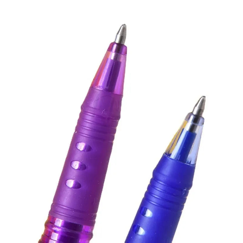 Hot erasable gel pen with stainless steel nib and plastic shell, available in 12 or 8 colour sets for office use