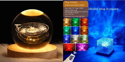 A USB-powered table lamp with a mesmerizing water ripple effect, providing a tranquil and soothing ambiance for any living space.