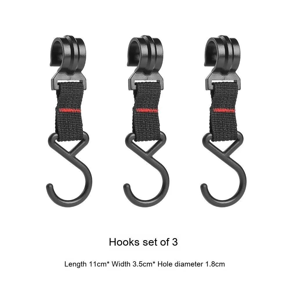 Aluminium alloy folding clothes drying rack with triangle frame and side hanger hooks for camping.