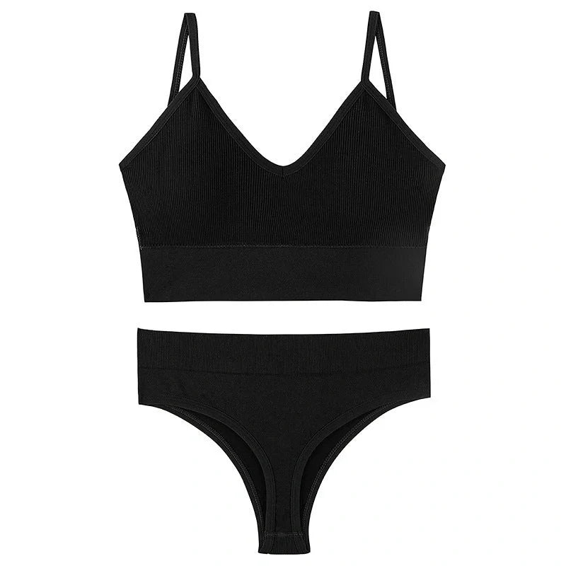 Women's Wireless Push-up Bra Set with French Triangle Cup in various colors and sizes