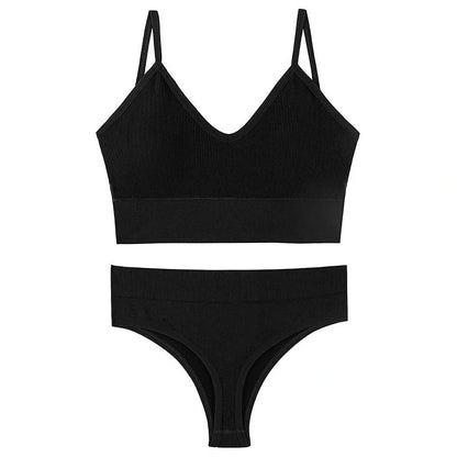 Women's Wireless Push-up Bra Set with French Triangle Cup in various colors and sizes