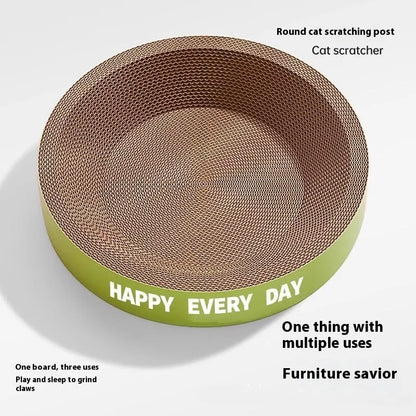 Green round cat scratching board nest bed with sisal rope surface