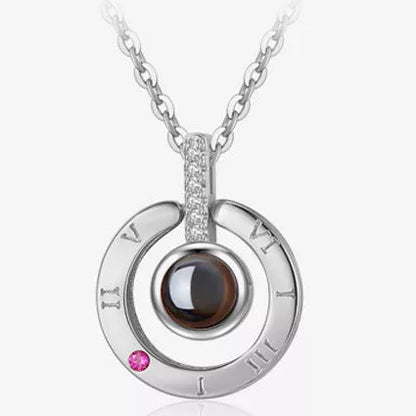 Valentine's Day Metal Rose Jewelry Gift Box Necklace with adjustable crystal necklace and maroon gift box