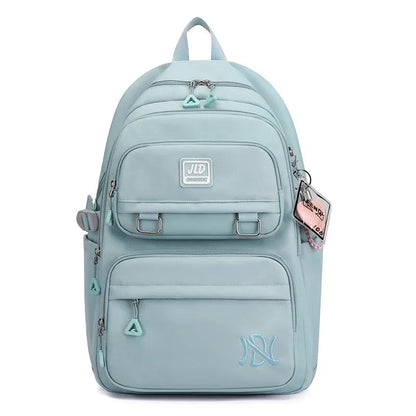 Large capacity nylon girls school backpack with anti-theft and waterproof features