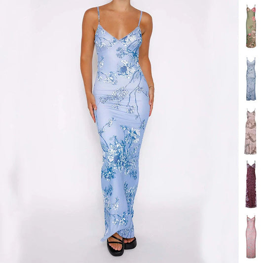 Y2K floral print summer slip dress for women in various colours