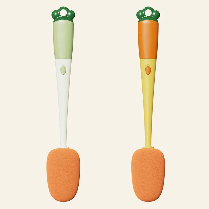 3-in-1 multifunctional cleaning brush set with carrot design for cups and bottles