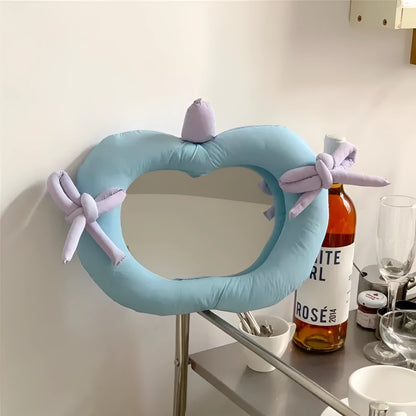 Korean-style fabric wall mirror with aluminium lens in apple colour option