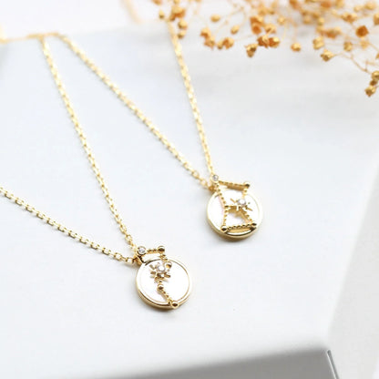 Christmas Big Dipper and Orion Necklaces in 925 Silver with Natural White Shell Pendant
