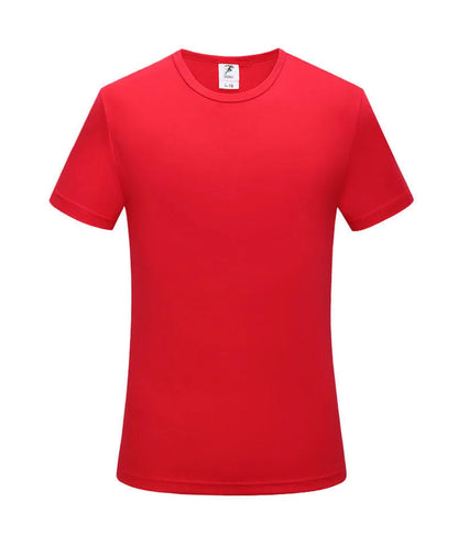 Men's slim fit quick-drying short sleeve t-shirt in a solid colour on a hanger.