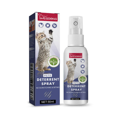 50ml bottle of pet repellent spray in a box, used to prevent scratching on doors and sofas.