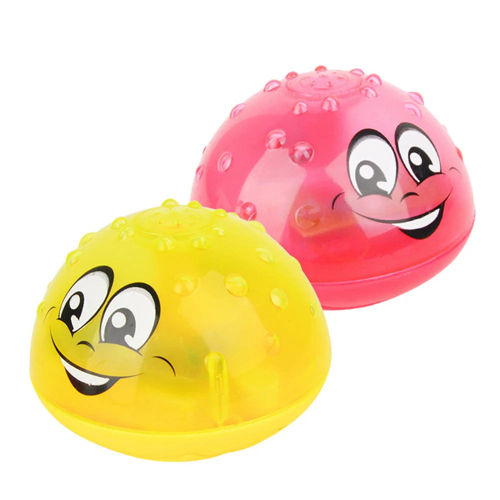 Colorful spray water fountain toy with rotating water display, perfect for toddlers' bath time fun
