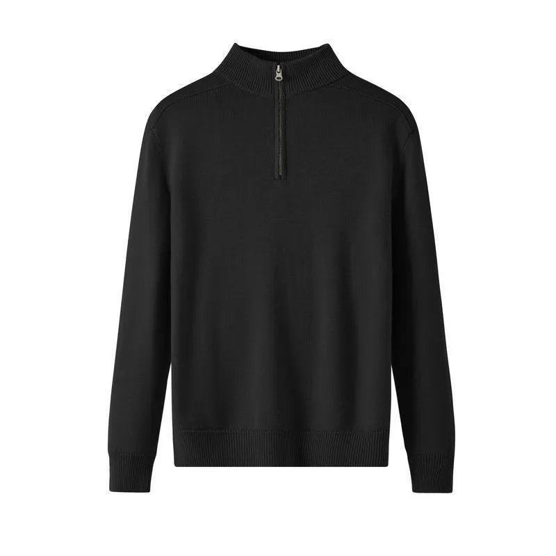 Men's thickened wool casual sweater in slim fit with long sleeves, shown in multiple colour options