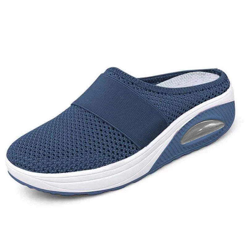 Women's breathable mesh flat sandals with thick sole in various colours