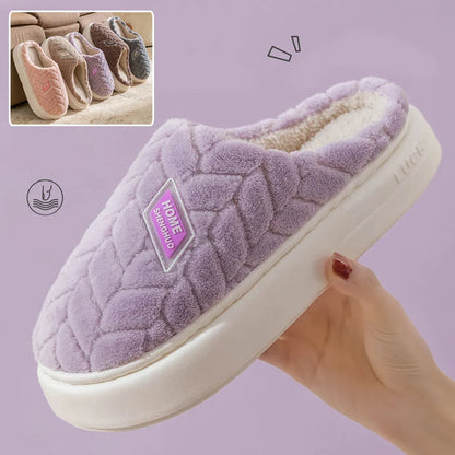 Cosy plush slippers with thick, non-slip soles and fleece lining, available in a variety of stylish colours
