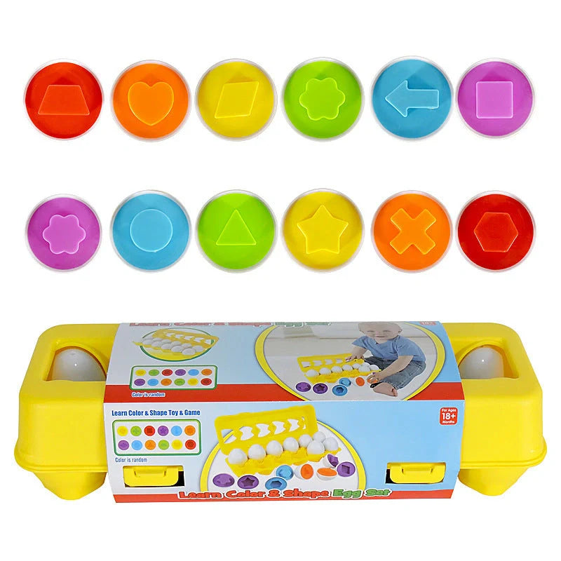 Educational smart egg toy for children with 12 shapes for sorting and matching