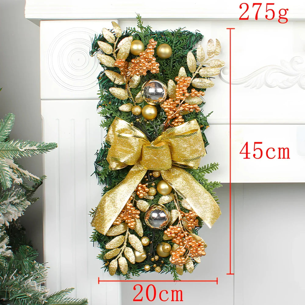 Red upside down glowing Christmas tree plastic door curtain pendant, 100-150cm height, lightweight hanger for holiday decor