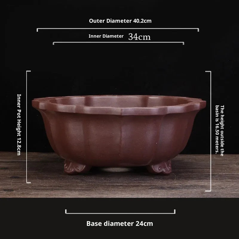 Large purple sand ceramic diamond flower pot for indoor bonsai and living room display