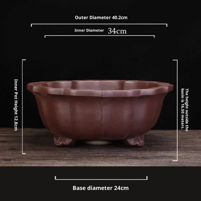 Large purple sand ceramic diamond flower pot for indoor bonsai and living room display