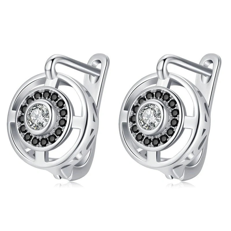 Luxury zircon studded copper over earrings for women, showcasing elegant design and sparkling zircon stones.