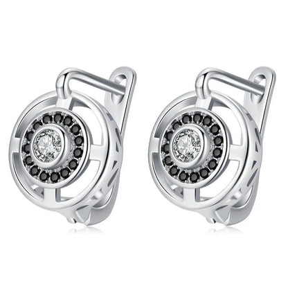 Luxury zircon studded copper over earrings for women, showcasing elegant design and sparkling zircon stones.