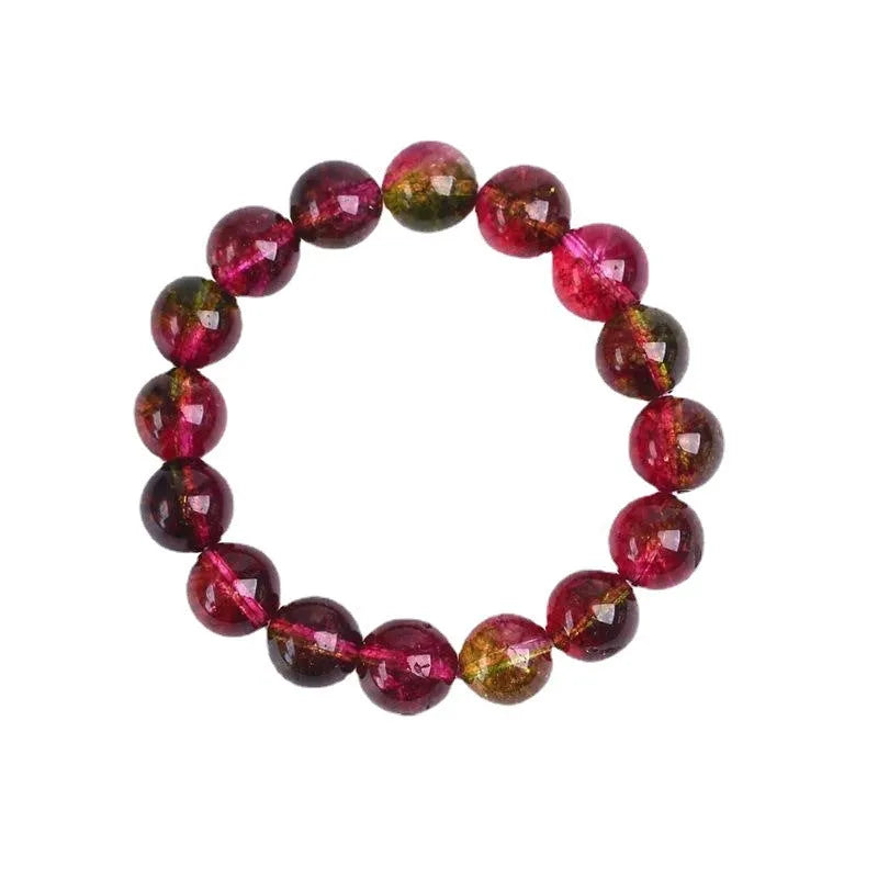 Handmade women's watermelon crystal bracelet in pastoral style with choice of bead sizes.