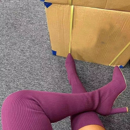 Women's over knee long boots with pointed toe and high heel