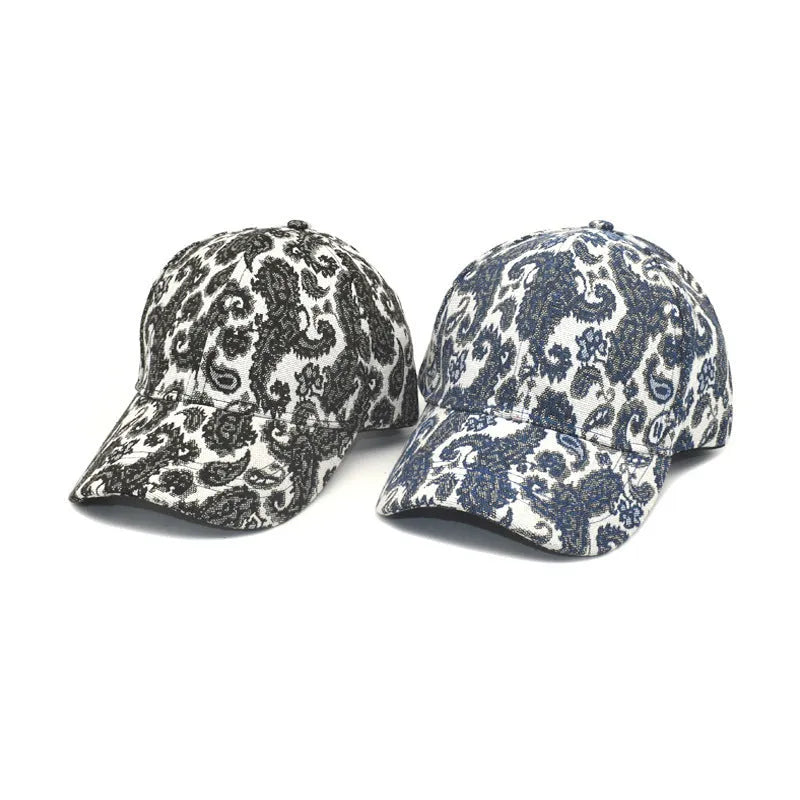 Paisley pattern printed baseball cap in medium 56-58cm size with polyester fabric