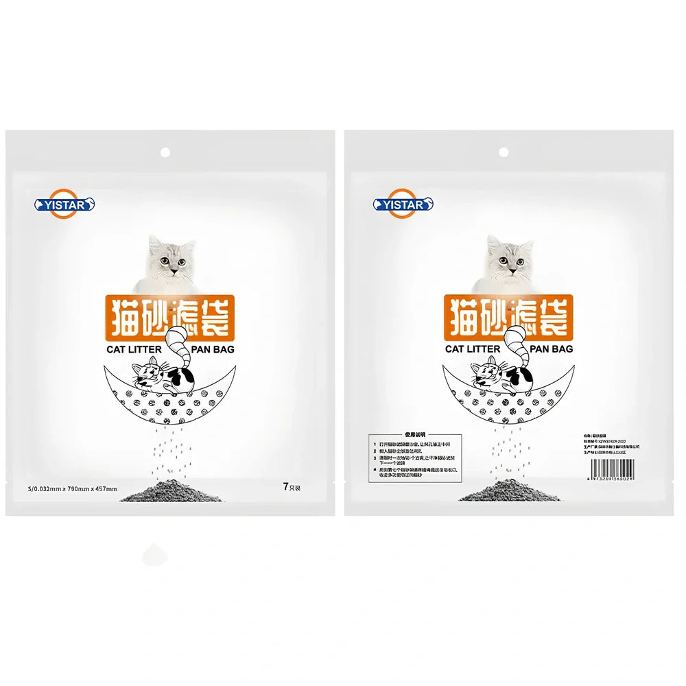 Pack of 7 thick plastic sifting cat litter liner bags, sizes 79x45.7cm S and 94x45.7cm L for trays