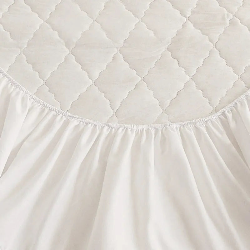 Diamond lattice quilted waterproof mattress protector set in black, grey, pink or white with fitted sheet and pillowcases