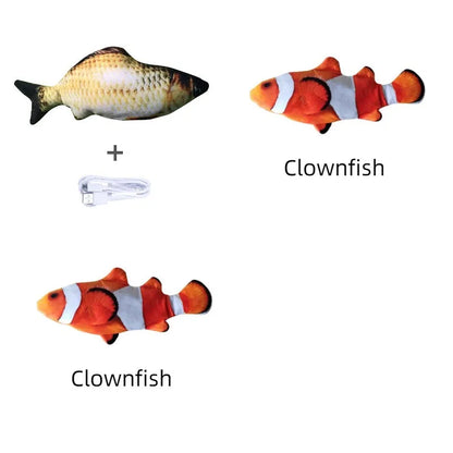 30cm multicolour electronic jumping fish cat toy with USB charging cable