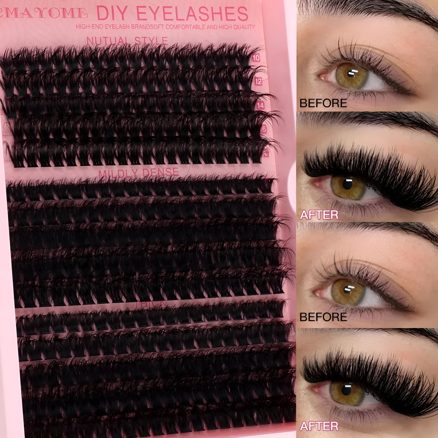 Segment single cluster DIY false eyelashes extension suit with tweezers, DIYSET402 and DIYSET403 options